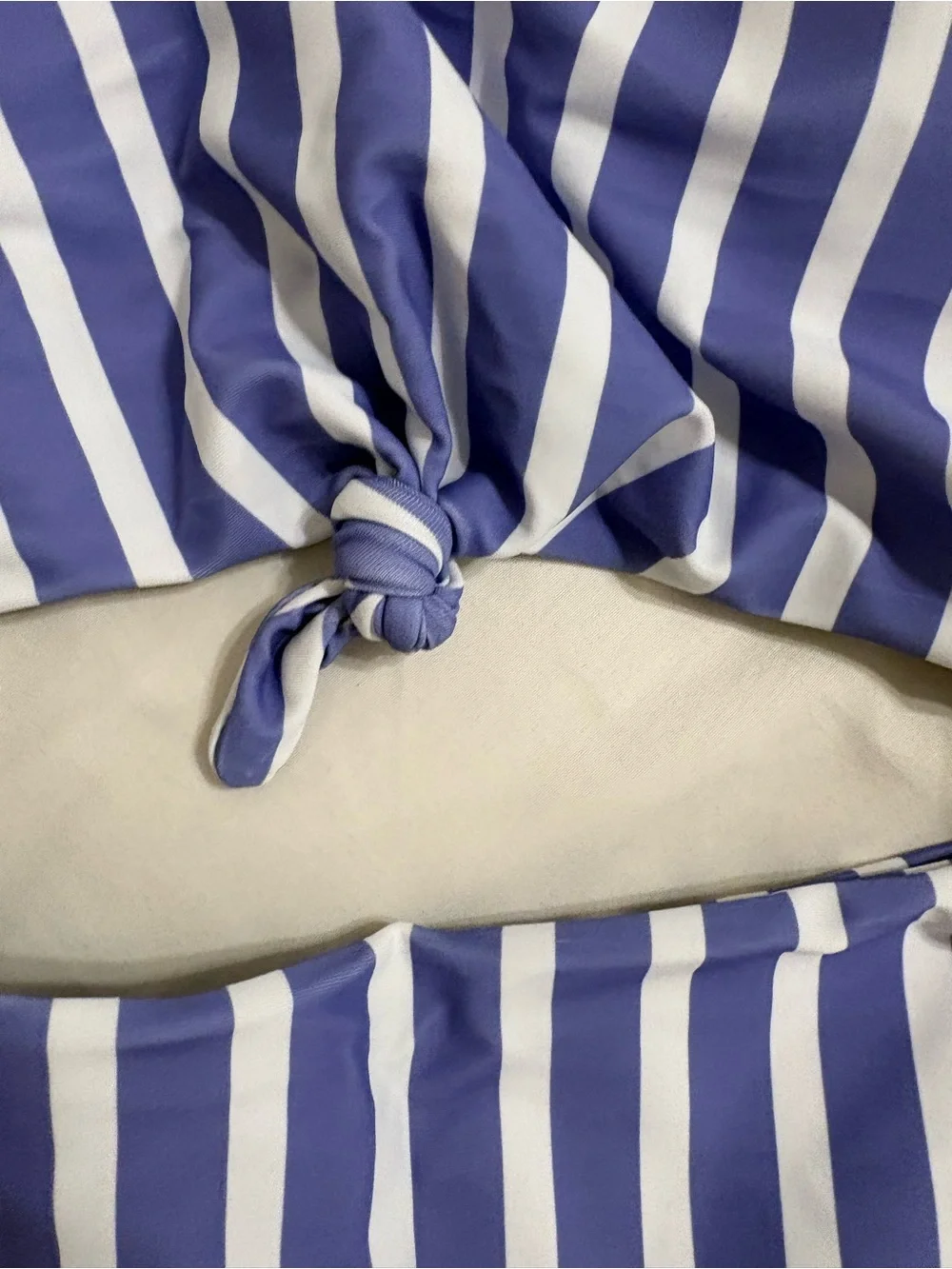 Zaful Blue and White Striped One-Piece Swimsuit with Front Knot Cutout